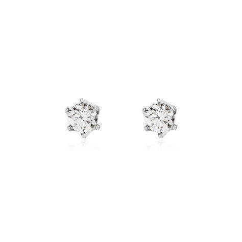 Boucles D'oreilles Puces Natalia Pl Platine Blanc Diamant - Clous d'oreilles Femme | Histoire d&rsquo;Or