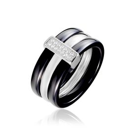 Bague Ceramik Design Argent Blanc Céramique Et Oxyde De Zirconium - Bagues avec pierre Femme | Histoire d’Or