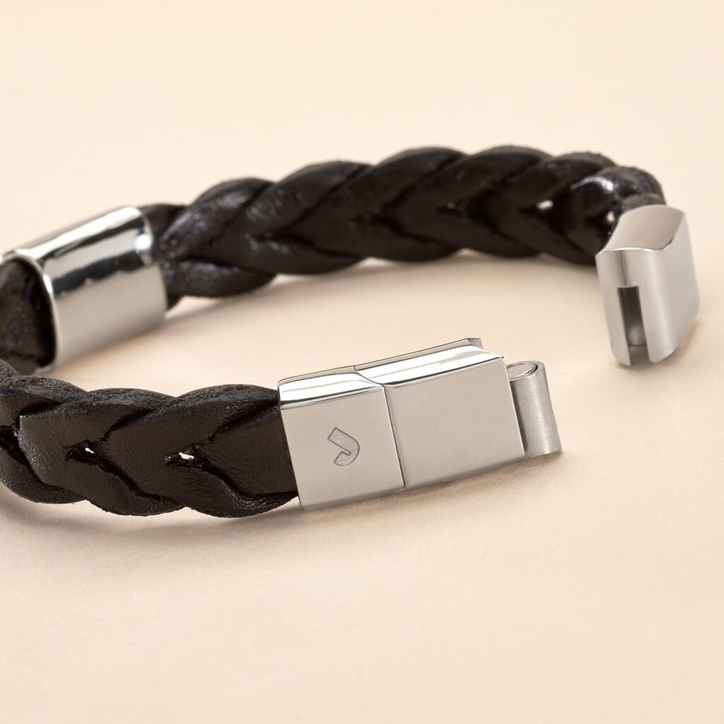 Bracelet Jourdan Cuir Noir - Bracelets Homme | Histoire d’Or