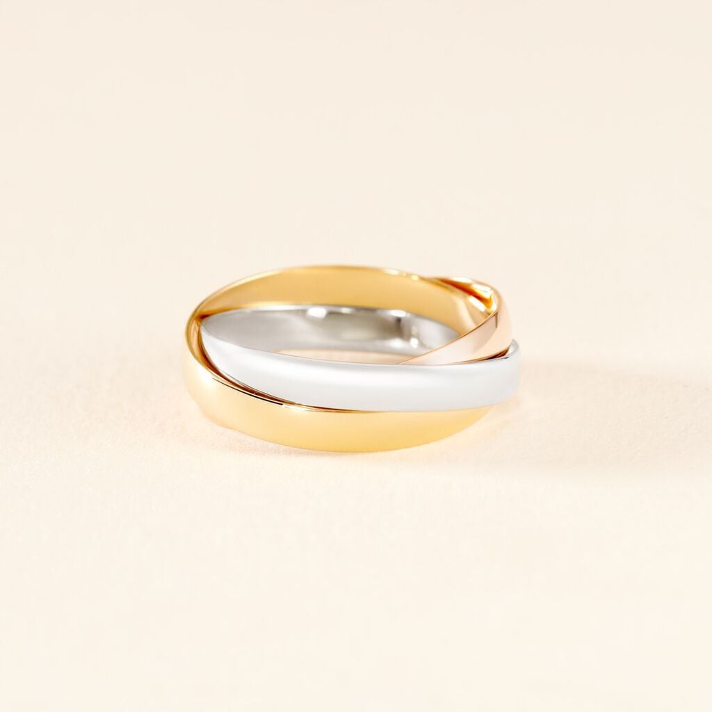 Alliance Entrelacee Ruban Plat Or Tricolore - Alliances 18 carats Unisex | Histoire d&rsquo;Or