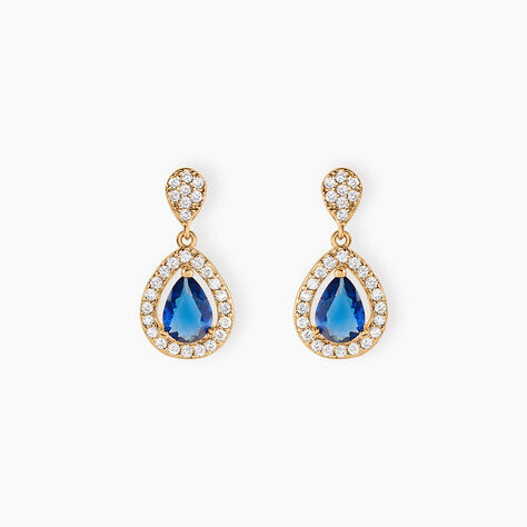 Boucles D'oreilles Pendantes Brigita Plaqué Or Pierre De Synthese - Boucles d'oreilles fantaisie Femme | Histoire d’Or