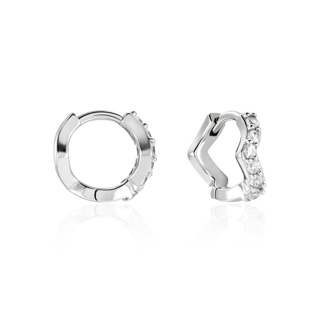 Créoles Kaylin Argent Blanc Oxyde De Zirconium - Boucles d'oreilles créoles Femme | Histoire d’Or