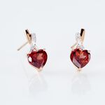 Boucles D'oreilles Puces Or Rose Clothilde Rhodolite - Boucles d'oreilles empierr&eacute;es Femme | Histoire d&rsquo;Or