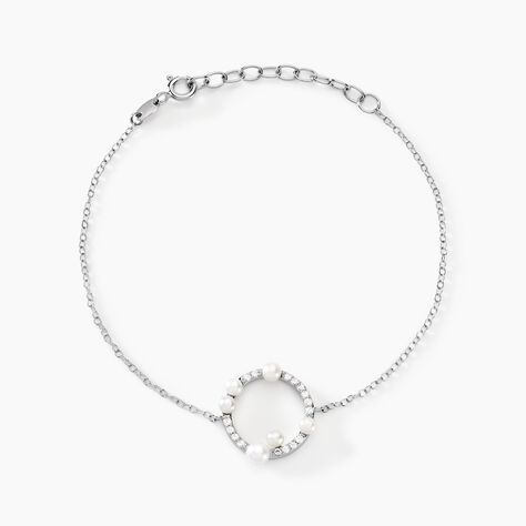 Bracelet Lua Argent Blanc Oxyde De Zirconium Perle De Culture - Bracelets Femme | Histoire d&rsquo;Or