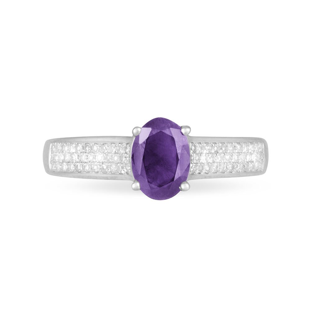 Bague Crista Or Blanc Amethyste Et Diamant - Bagues solitaires Femme | Histoire d’Or