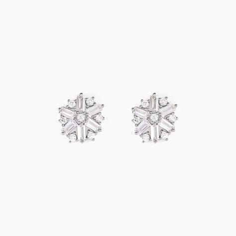 Boucles D'oreilles Puces Ysatis Argent Blanc Oxyde De Zirconium - Boucles d'oreilles fantaisie Femme | Histoire d&rsquo;Or