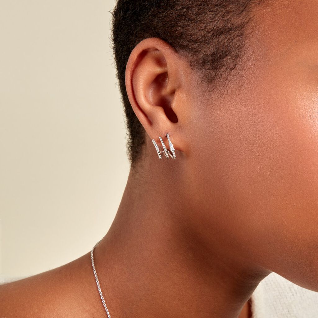 Créoles Cailin Argent Blanc Oxyde De Zirconium - Boucles d'oreilles créoles Femme | Histoire d’Or