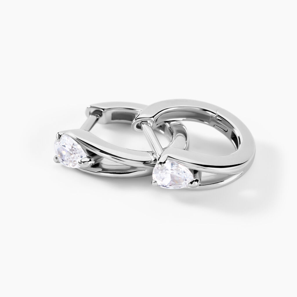 Cr&eacute;oles Armeline Argent Blanc Oxyde De Zirconium - Boucles d'oreilles cr&eacute;oles Femme | Histoire d&rsquo;Or