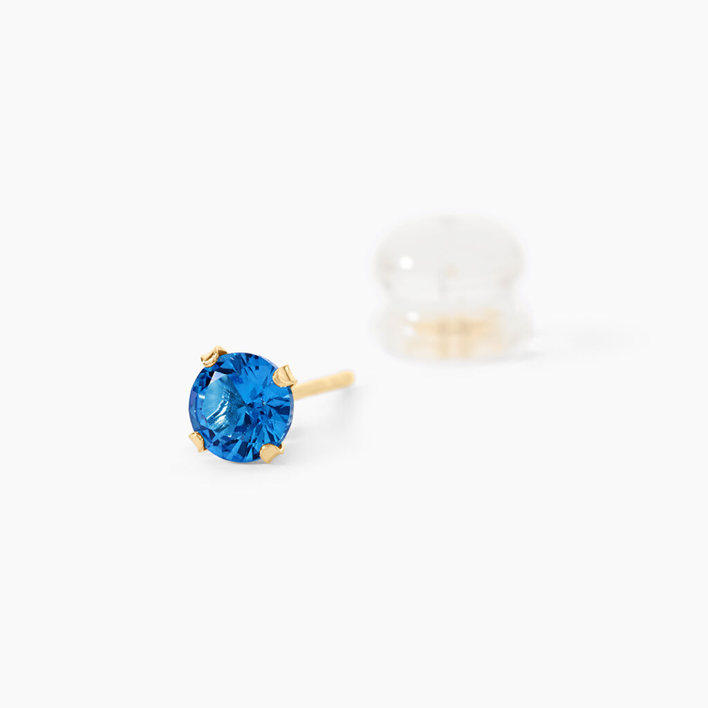 Boucles D'oreilles Puces Carin Serti Griffe 3 Or Jaune Oxyde - Clous d'oreilles Femme | Histoire d&rsquo;Or