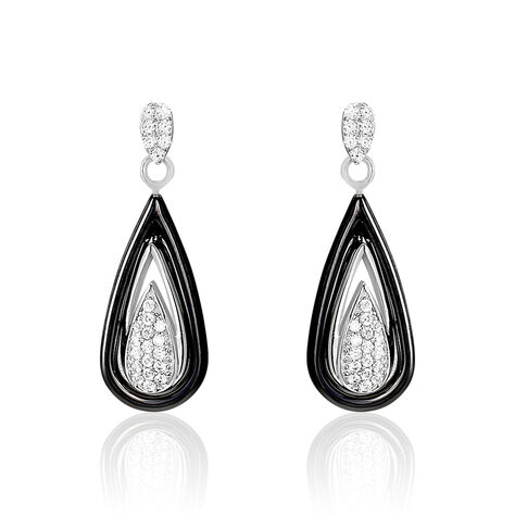 Boucles D'oreilles Pendantes Marina Cera Argent  Céramique Et Oxyde - Boucles d'oreilles fantaisie Femme | Histoire d’Or