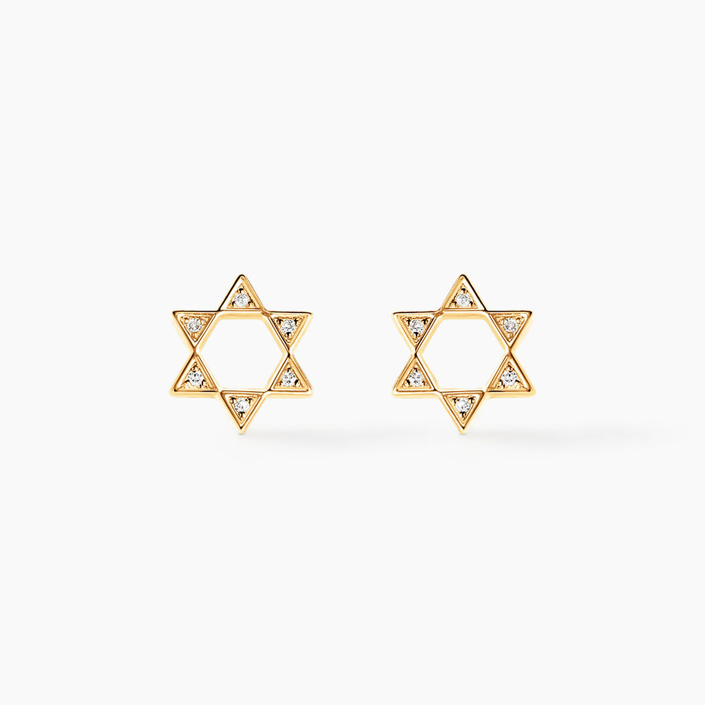 Boucles D'oreilles Puces Isak Or Jaune Diamant - Clous d'oreilles Femme | Histoire d’Or