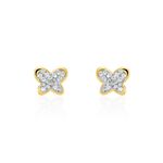 Boucles D'oreilles Puces Or Jaune Cercis Strass - Clous d'oreilles Enfant | Histoire d&rsquo;Or
