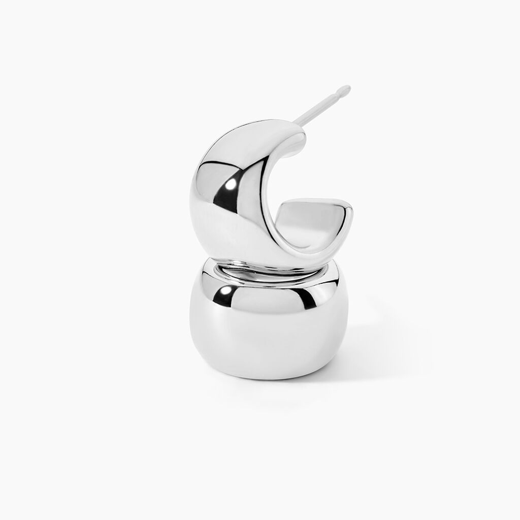 Demi Creoles Argent Blanc Cyrilla - Boucles d'oreilles cr&eacute;oles Femme | Histoire d&rsquo;Or