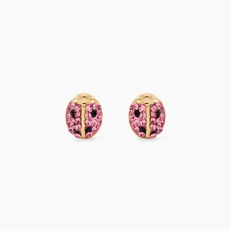 Boucles D'Oreilles Puces Dima Or Jaune Cristal - Clous d'oreilles Enfant | Histoire d&rsquo;Or