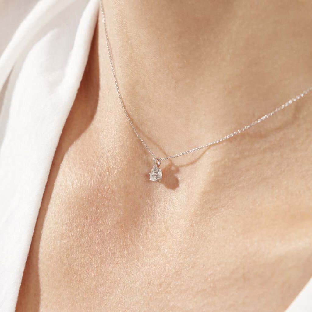 Collier Vrille Accompagnee Or Blanc Diamant - Colliers Femme | Histoire d’Or
