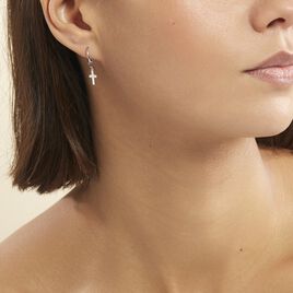 Créoles Elvyn Argent Blanc - Boucles d'oreilles créoles Femme | Histoire d’Or