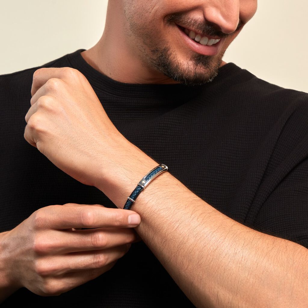 Bracelet Jourdan Cuir Bleu - Bracelets Homme | Histoire d’Or
