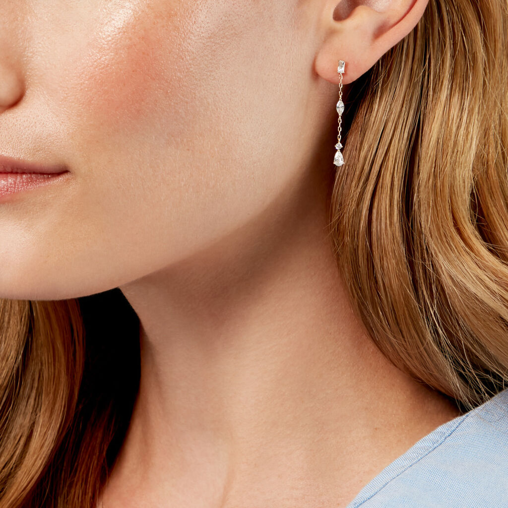 Boucles D'Oreilles Pendantes Sparkle Or Jaune Oxyde De Zirconium - Boucles d'oreilles pendantes Femme | Histoire d’Or