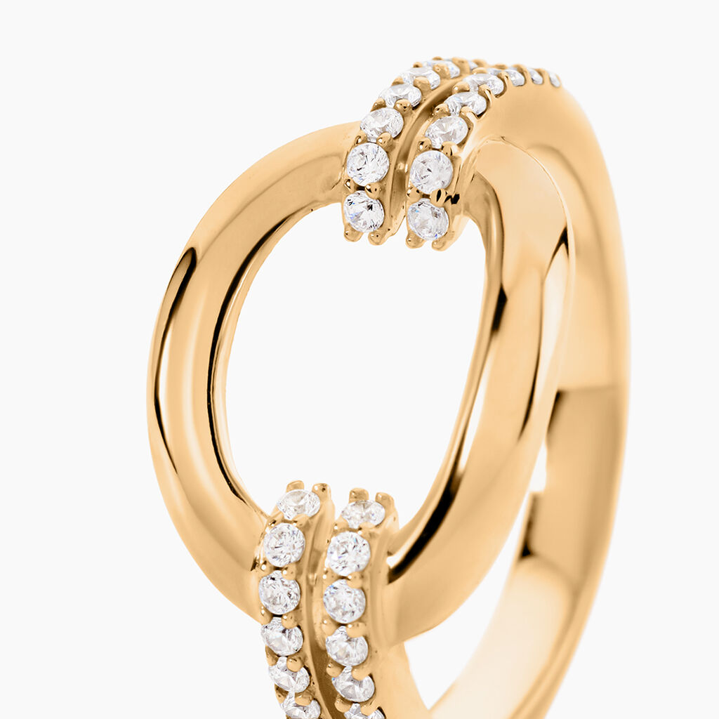 Bague Shiny Bold Plaqu&eacute; Or Jaune Oxyde De Zirconium - Bagues avec pierre Femme | Histoire d&rsquo;Or