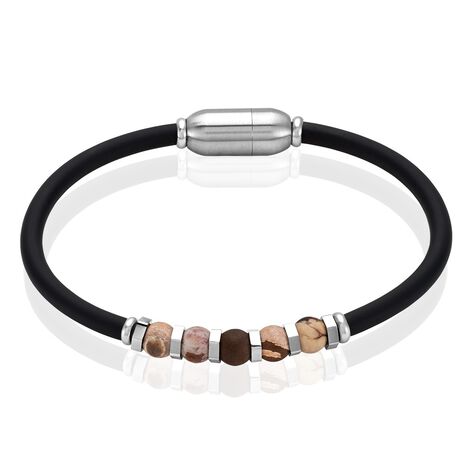 Bracelet Jourdan Caoutchouc Noir Agate - Bracelets Homme | Histoire d’Or