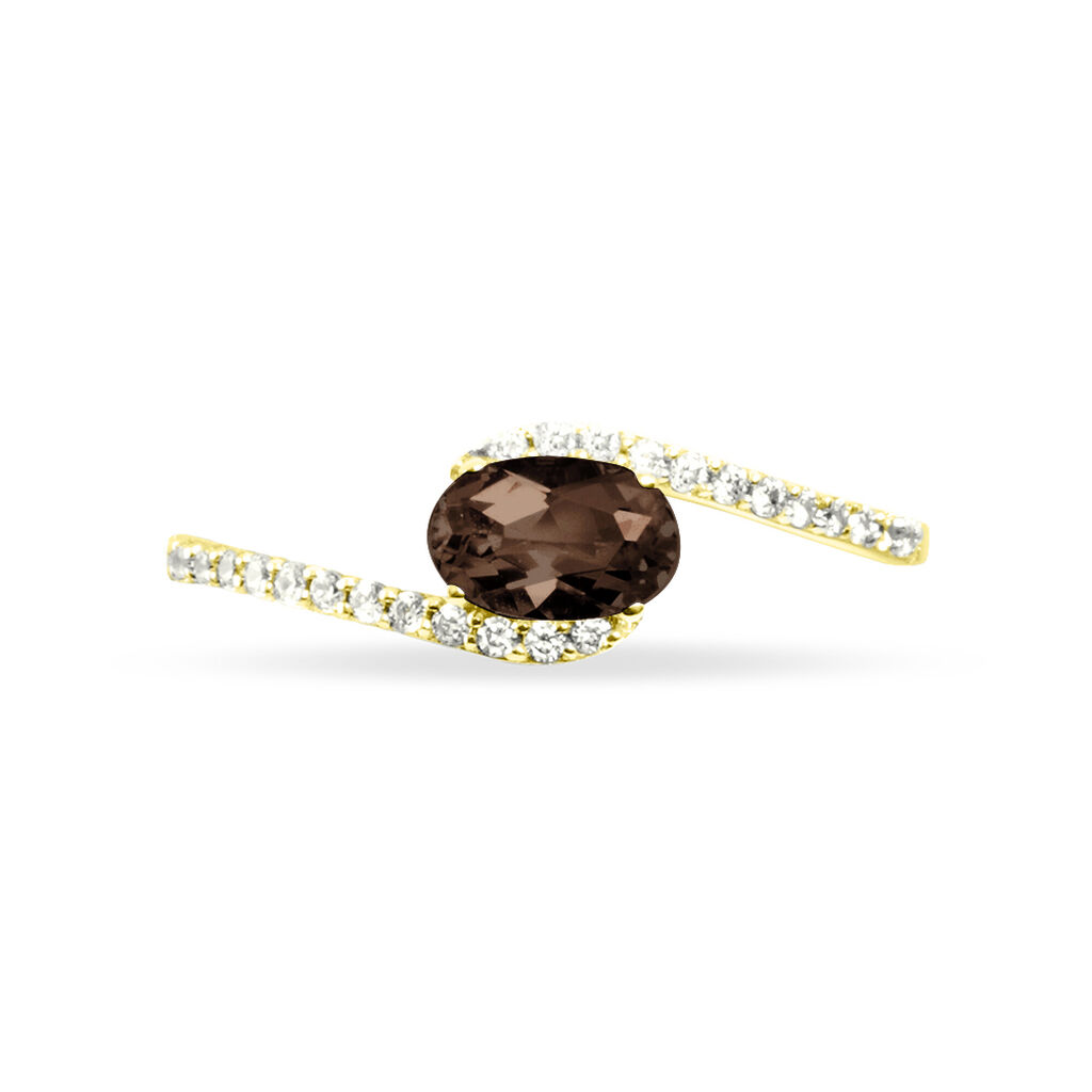 Bague Loriane Or Jaune Quartz Et Diamant - Bagues solitaires Femme | Histoire d&rsquo;Or