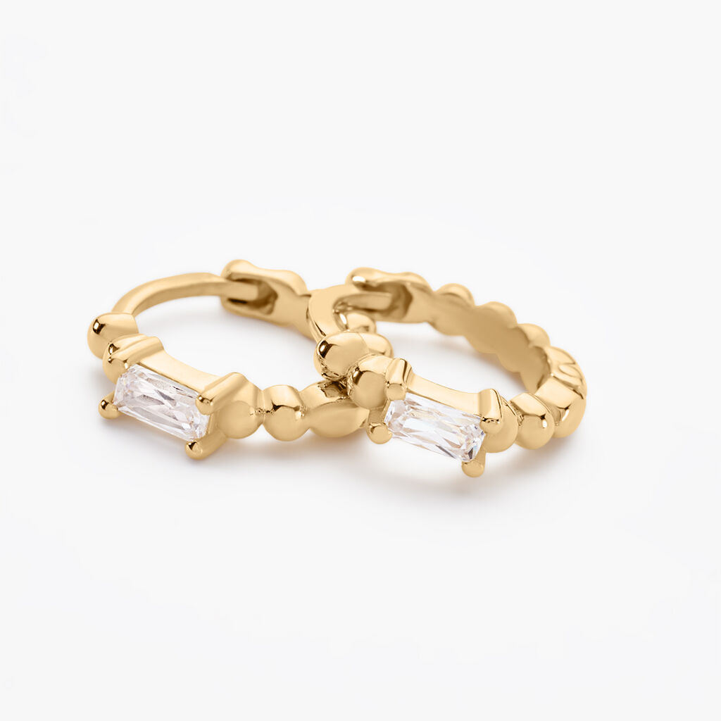 Créoles Louisie Plaqué Or Jaune Oxyde De Zirconium - Boucles d'oreilles créoles Femme | Histoire d’Or
