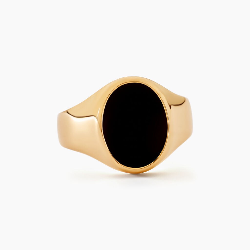 Chevali&egrave;re Filipp Ovale Or Jaune Onyx - Bagues solitaires Homme | Histoire d&rsquo;Or