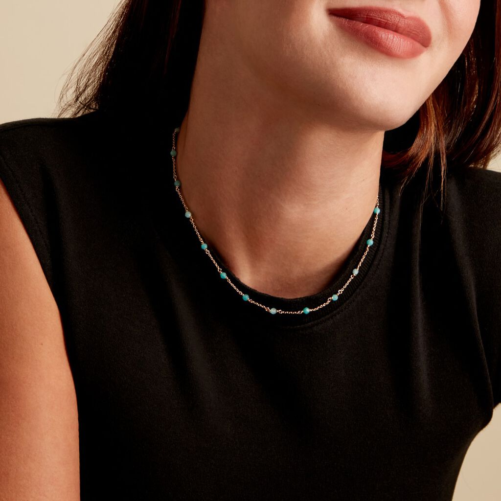 Collier Calliope Plaqué Or Doré Amazonite - Colliers Femme | Histoire d’Or