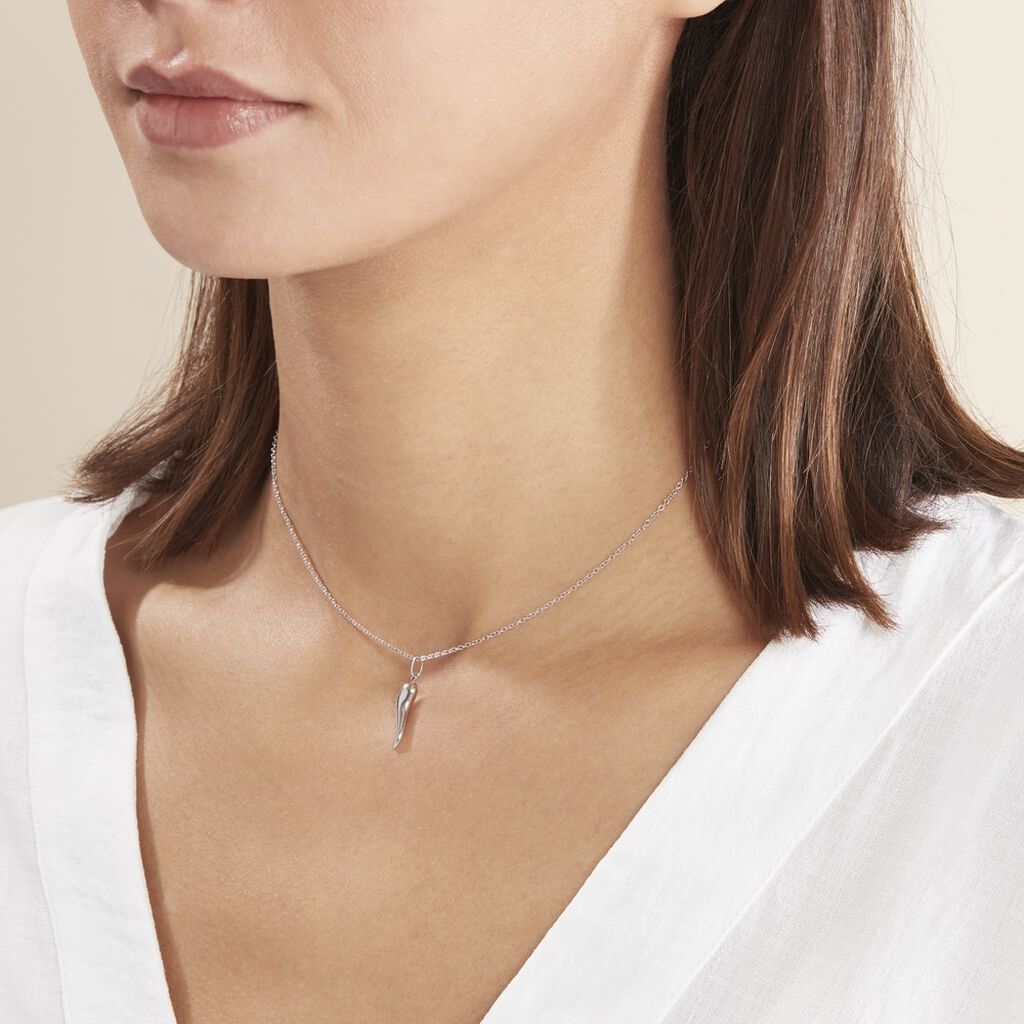 Pendentif Felicette Corne Abondance Or Blanc - Pendentifs Unisex | Histoire d’Or