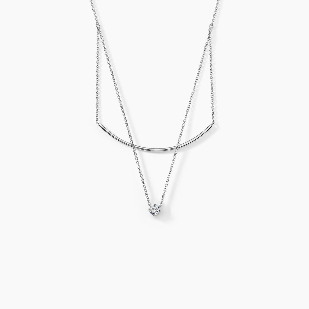 Collier Ruth Argent Blanc Oxyde De Zirconium - Colliers doubles et triples chaînes Femme | Histoire d’Or