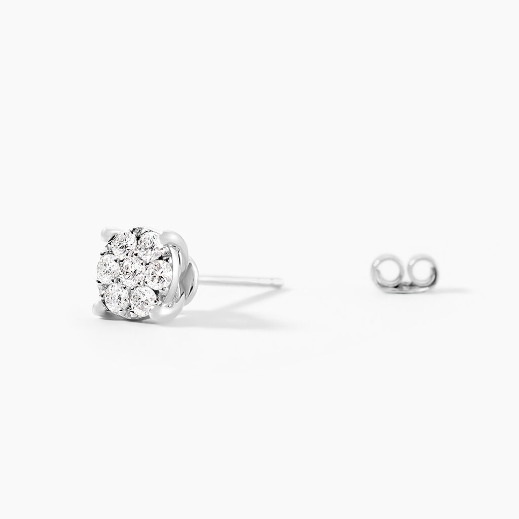 Boucles D'oreilles Puces Charlene Or Blanc Diamant Synthetique - Clous d'oreilles Femme | Histoire d&rsquo;Or