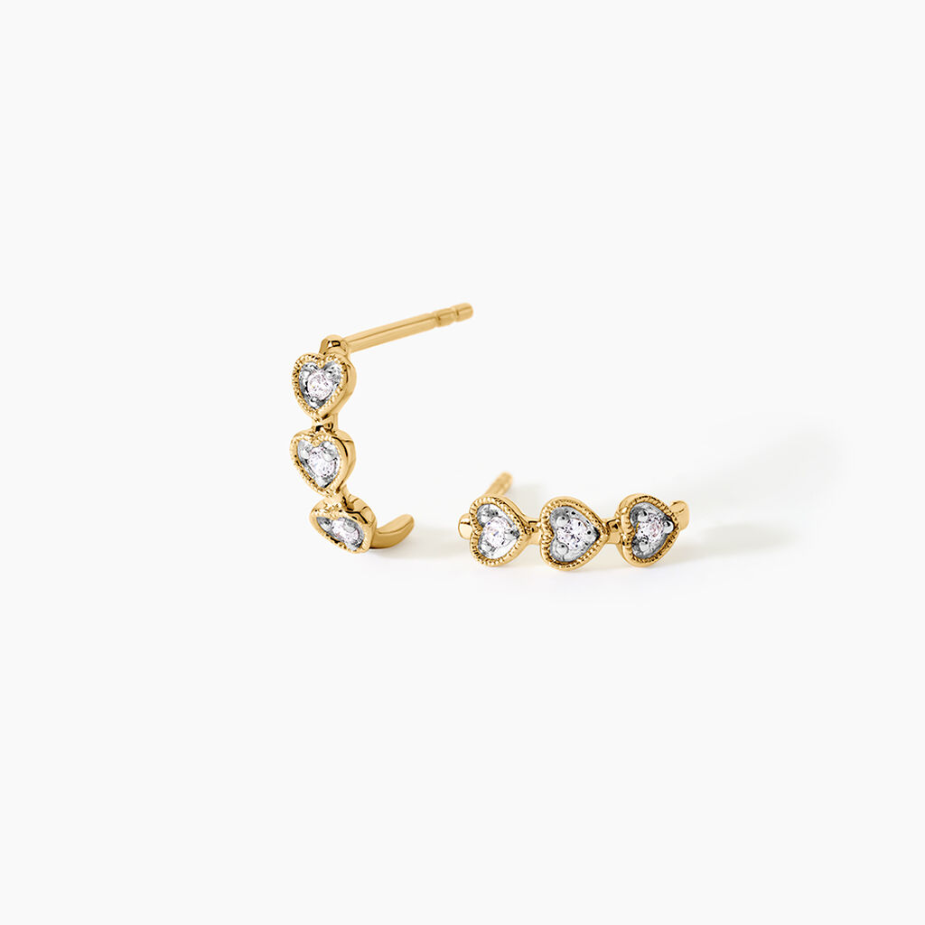 Cr&eacute;oles Cheri Argent Dor&eacute; A L'Or 750/1000 Oxyde De Zirconium - Boucles d'oreilles cr&eacute;oles Femme | Histoire d&rsquo;Or