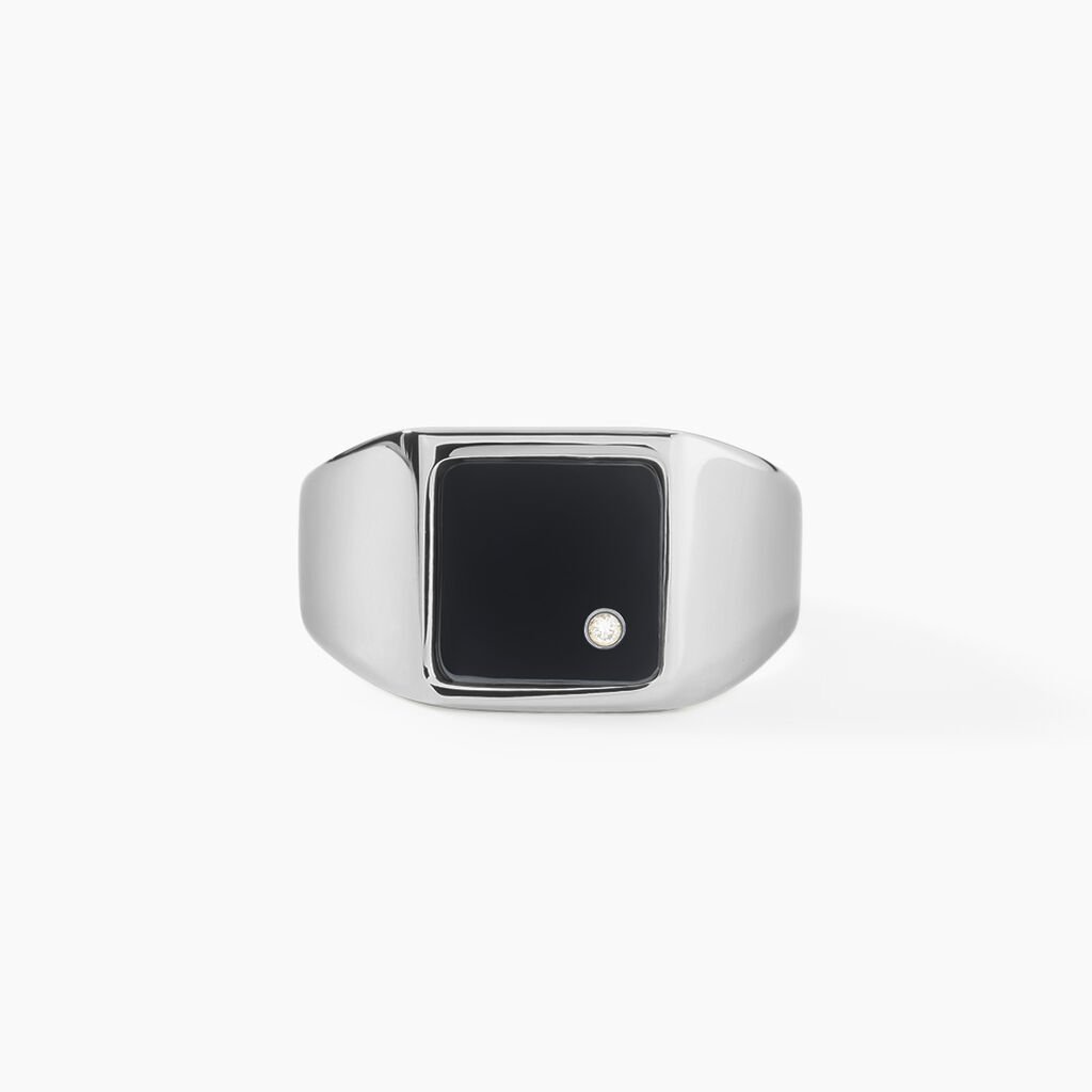Chevali&egrave;re M&eacute;tal Acier Blanc Onyx Diamant Synth&eacute;tique - Chevali&egrave;res Homme | Histoire d&rsquo;Or