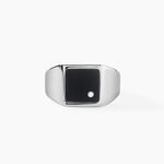 Chevali&egrave;re M&eacute;tal Acier Blanc Onyx Diamant Synth&eacute;tique - Chevali&egrave;res Homme | Histoire d&rsquo;Or