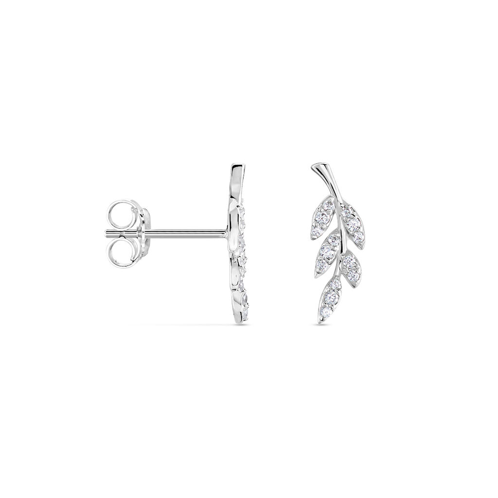 Boucles D'oreilles Puces Alma Argent Blanc Oxyde De Zirconium - Boucles d'oreilles fantaisie Femme | Histoire d’Or