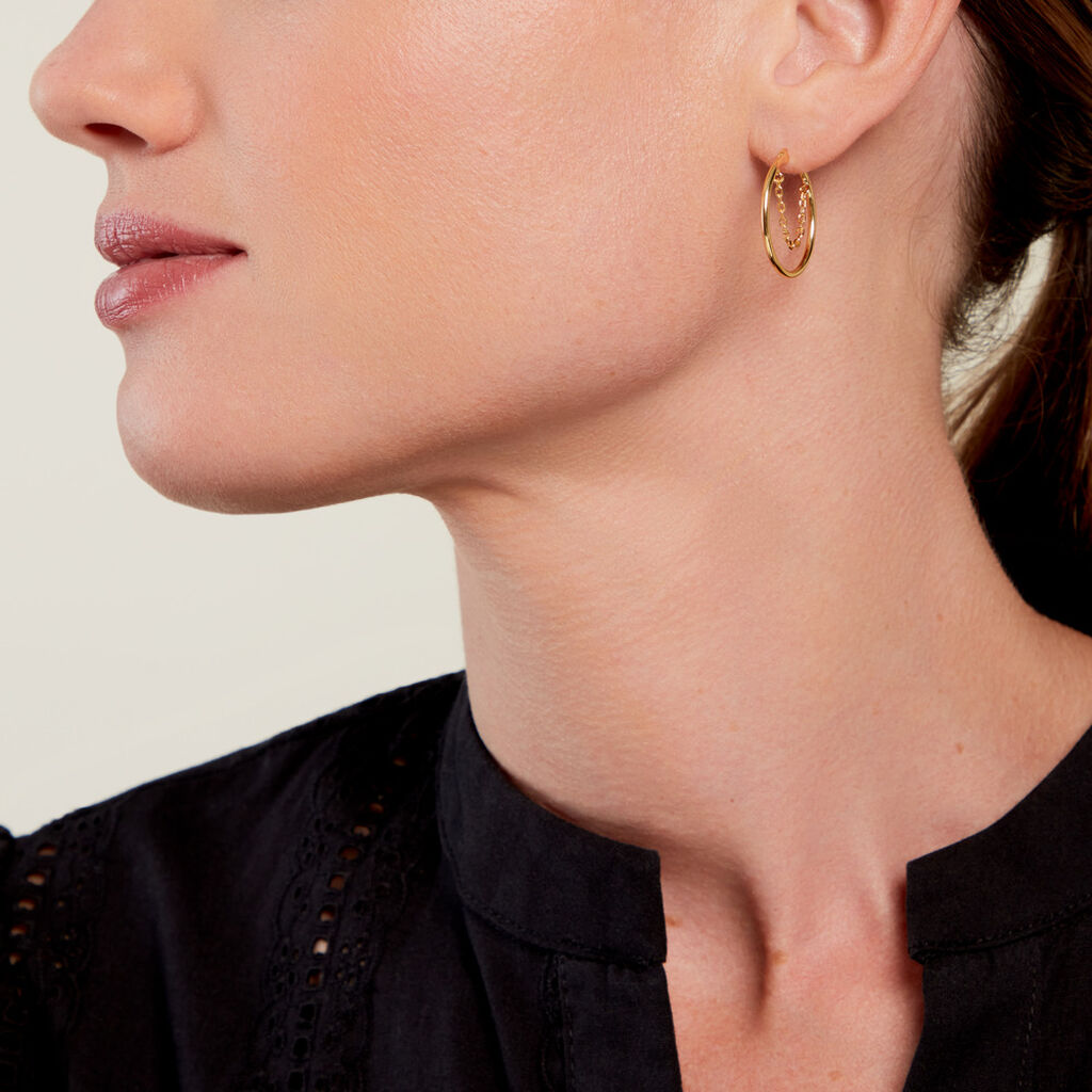Créoles Omnia Plaqué Or Doré - Boucles d'oreilles créoles Femme | Histoire d’Or
