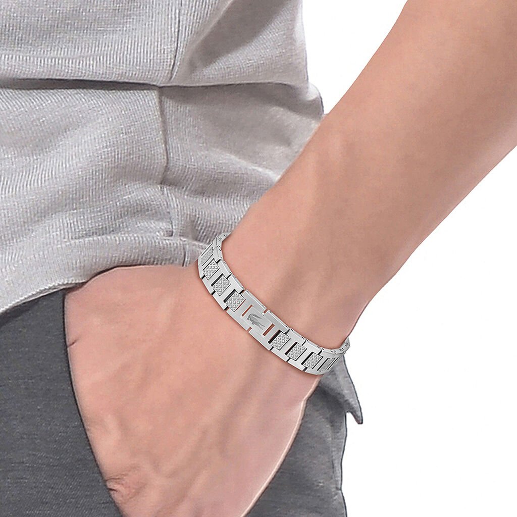Bracelet Lacoste Metropole Acier Blanc - Bijoux Homme | Histoire d’Or