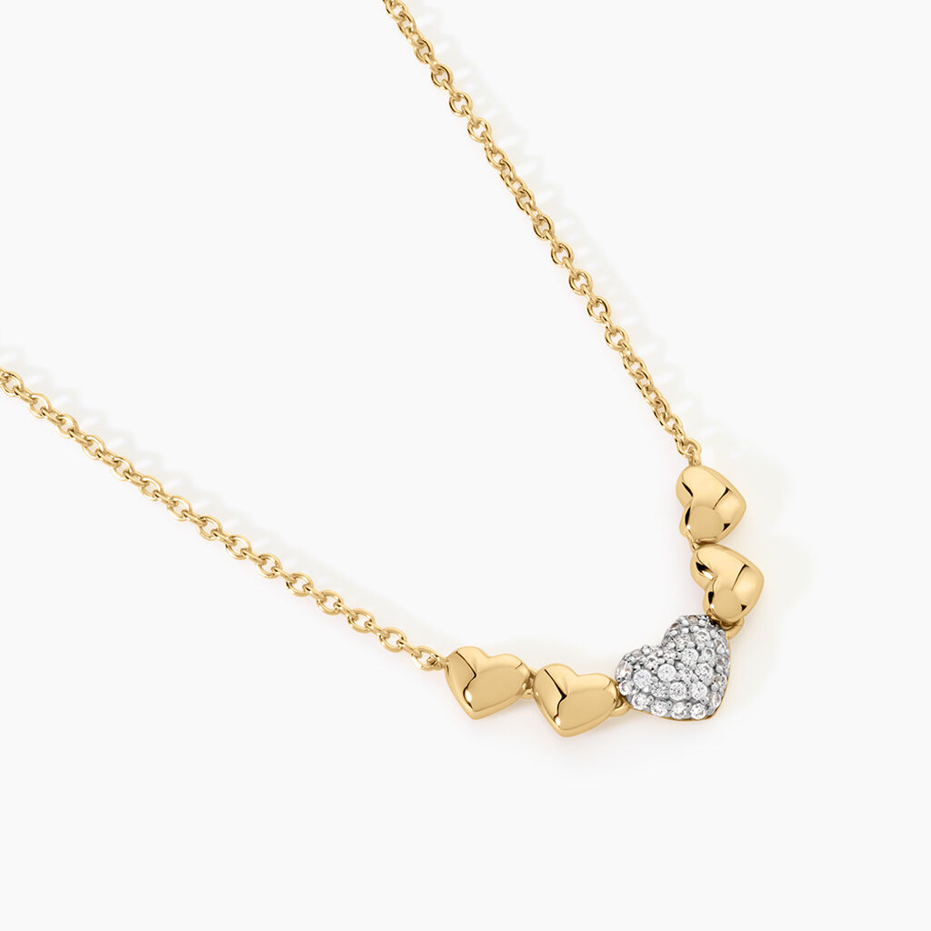 Collier Minie Argent Dor&eacute; A L'Or 750/1000 Oxyde De Zirconium - F&ecirc;te des m&egrave;res Femme | Histoire d&rsquo;Or