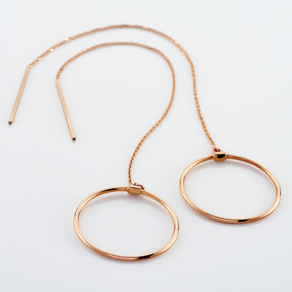 Boucles D Oreilles Pendantes Geometrique Cercle Or Sans Pierre Rose 375 1000 B3ofrw00190 Histoire D Or