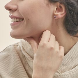 Boucles D'oreilles Puces Vladimir Or Jaune Diamant Et Rubis - Clous d'oreilles Femme | Histoire d’Or