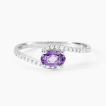 Bague Loriane Or Blanc Amethyste Et Oxyde De Zirconium - Bagues solitaires Femme | Histoire d&rsquo;Or