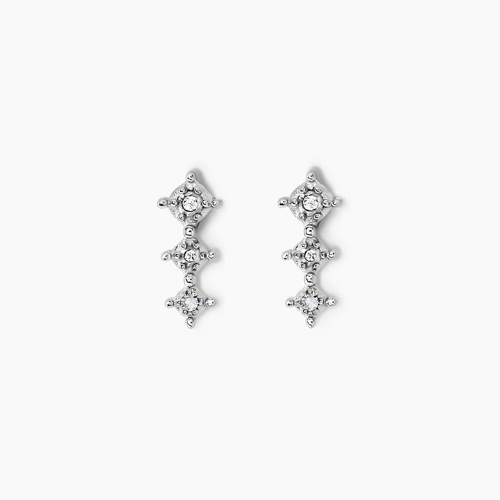 Boucles D'oreilles Puces Ganesha Or Blanc Diamant - Clous d'oreilles Femme | Histoire d’Or