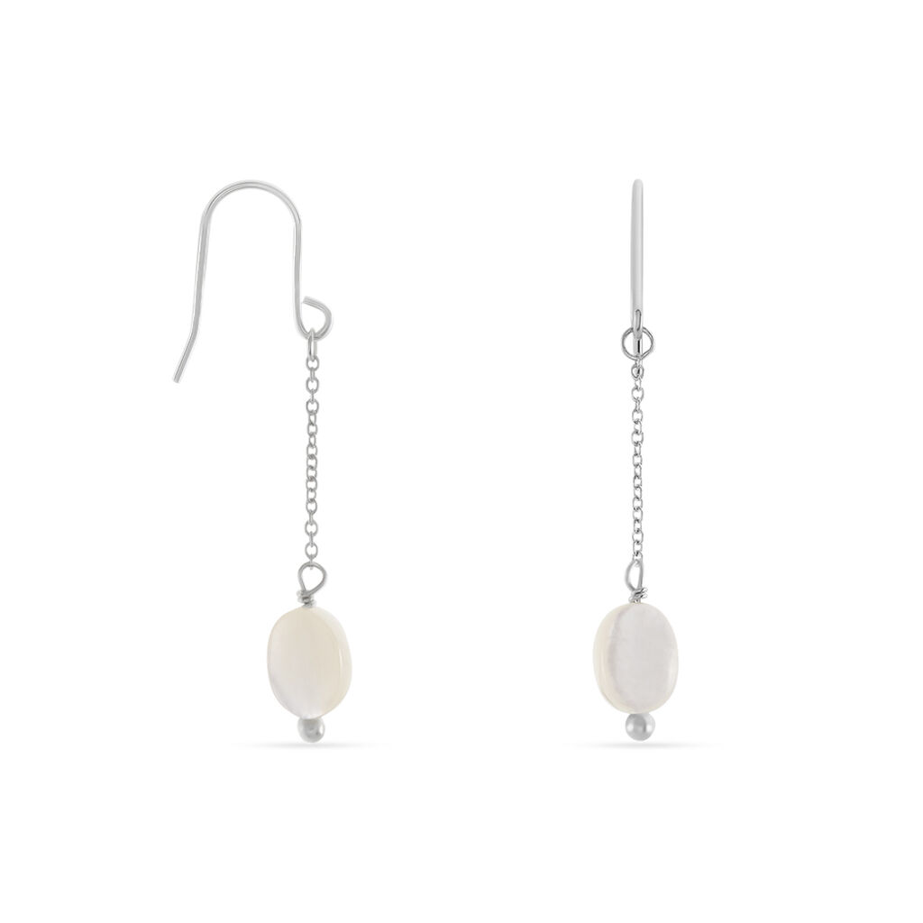Boucles D'oreilles Pendantes Sirene Argent Blanc Nacre - Boucles d'oreilles fantaisie Femme | Histoire d&rsquo;Or