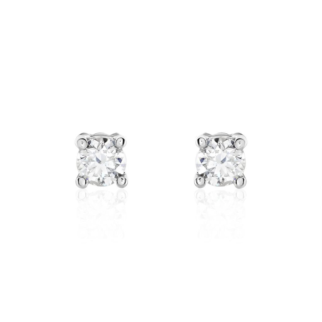 Boucles D'oreilles Puces Victoria Or Blanc Diamant - Clous d'oreilles Femme | Histoire d’Or