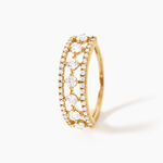 Bague Graphic Lines Argent Dor&eacute; A L'Or 750/1000 Oxyde De Zirconium - Bagues avec pierre Femme | Histoire d&rsquo;Or