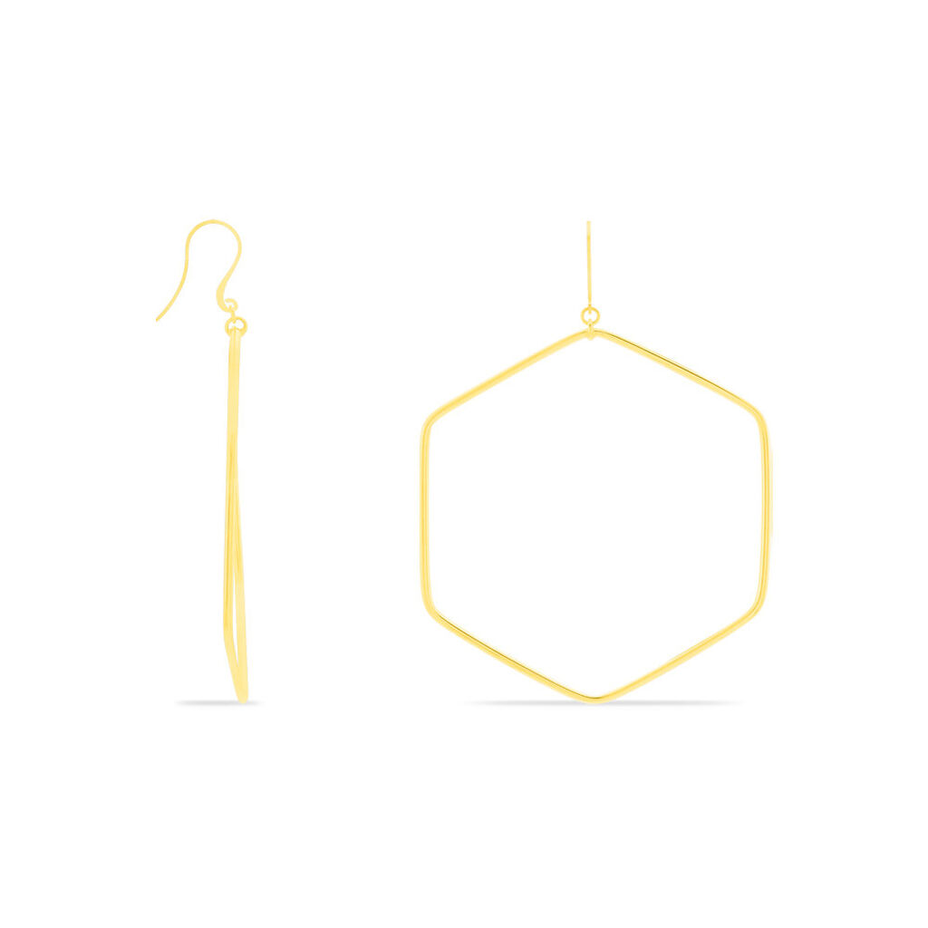 Cr&eacute;oles Roseane Hexagone Or Jaune - Boucles d'oreilles cr&eacute;oles Femme | Histoire d&rsquo;Or