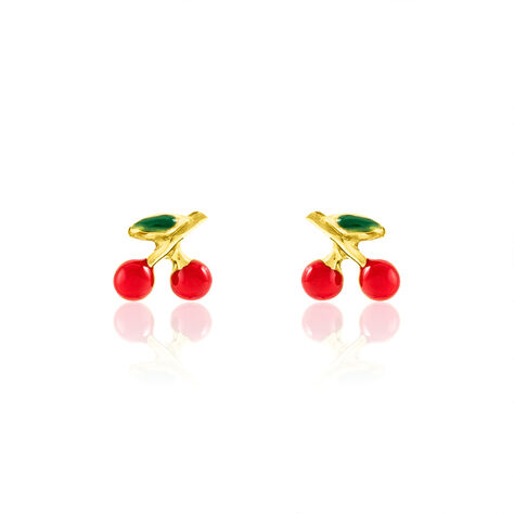 Boucles D'oreilles Puces Cherry Cerise Or Jaune - Clous d'oreilles Enfant | Histoire d’Or