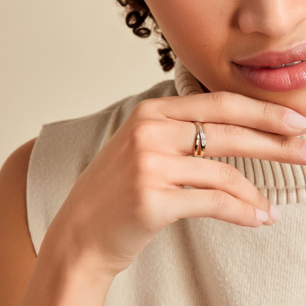 Bague Croisee Or Jaune Diamant - Bagues avec pierre Femme | Histoire d’Or