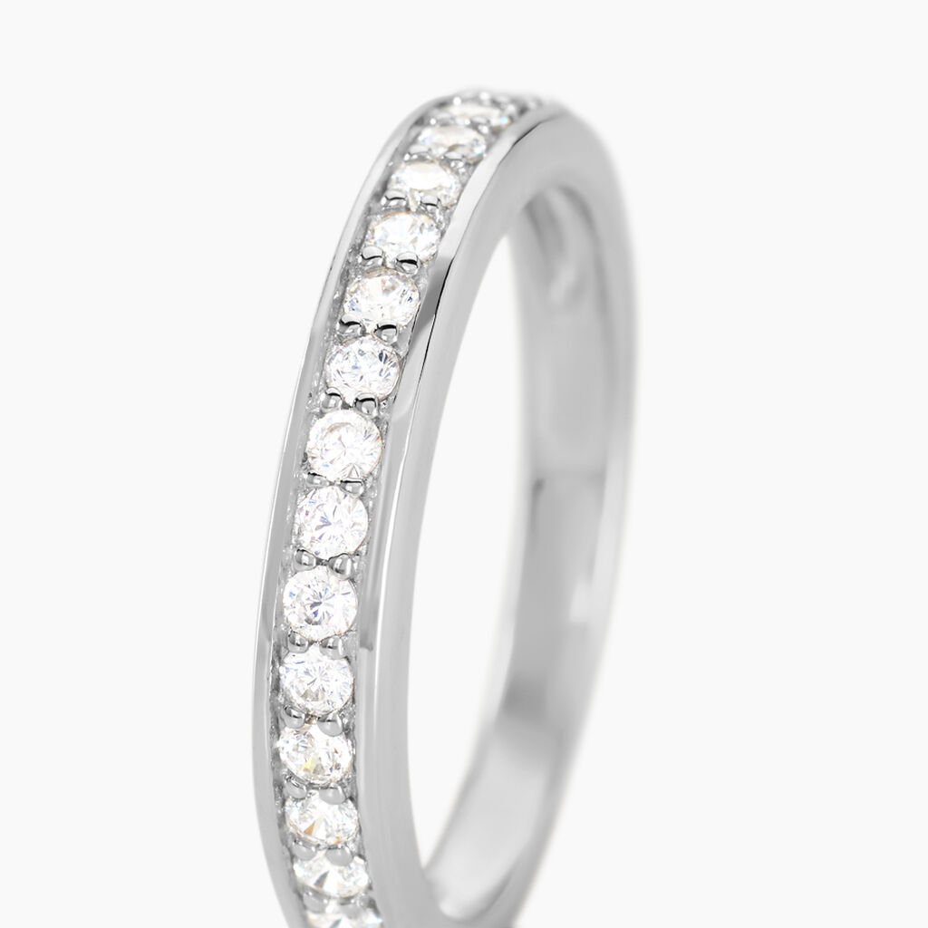 Demi Alliance Heket Argent Blanc Oxyde De Zirconium - Bagues avec pierre Femme | Histoire d’Or