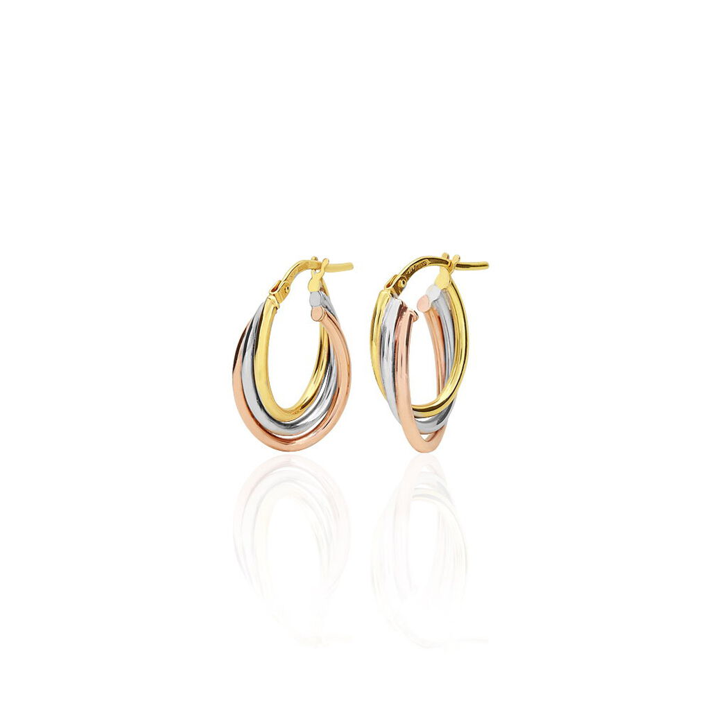 Créoles Tanya Or Tricolore - Boucles d'oreilles créoles Femme | Histoire d’Or